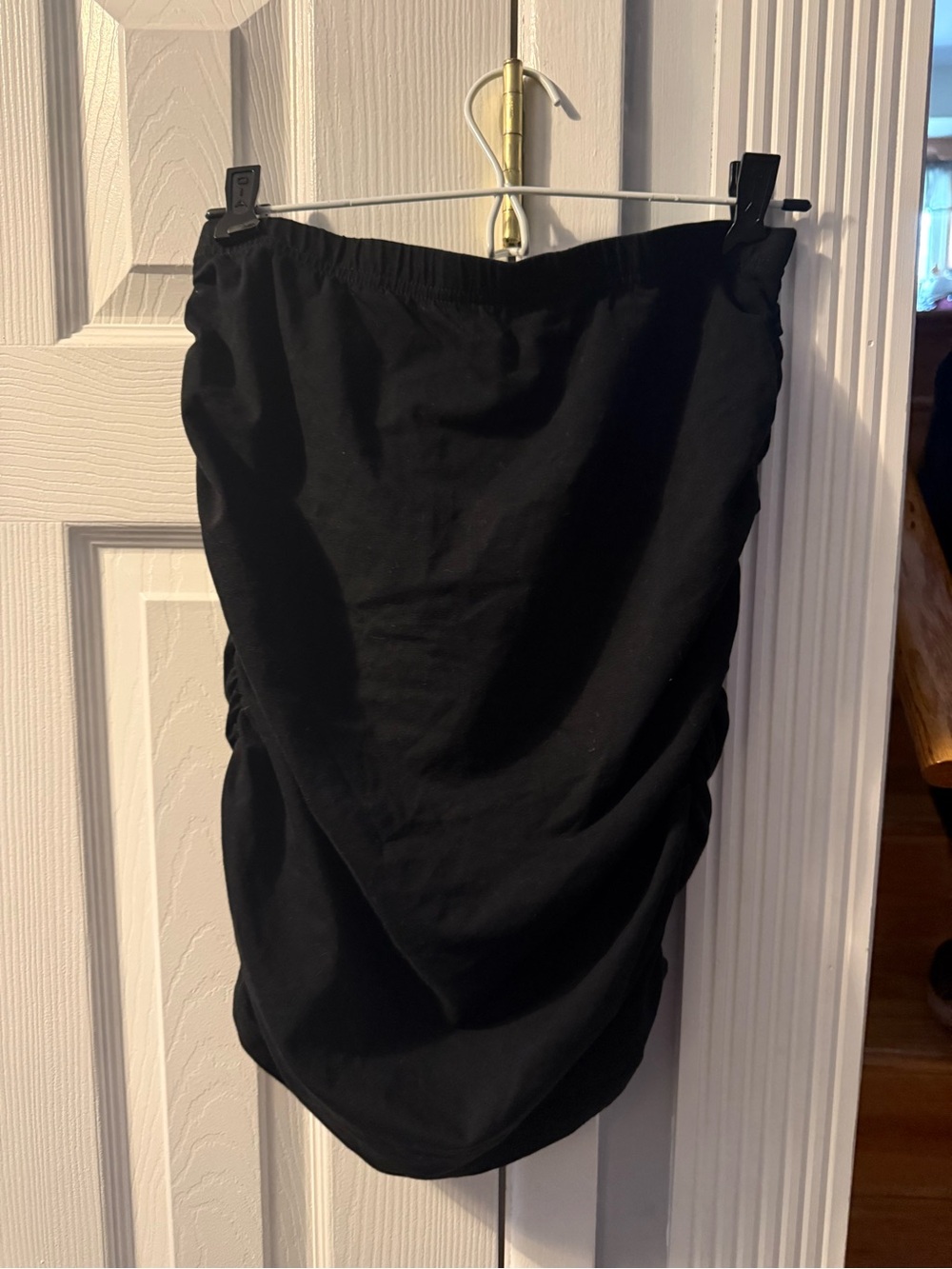 SHEIN Black Ruched Midi Skirt